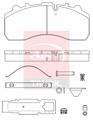 Brake pad set front - fits, daf